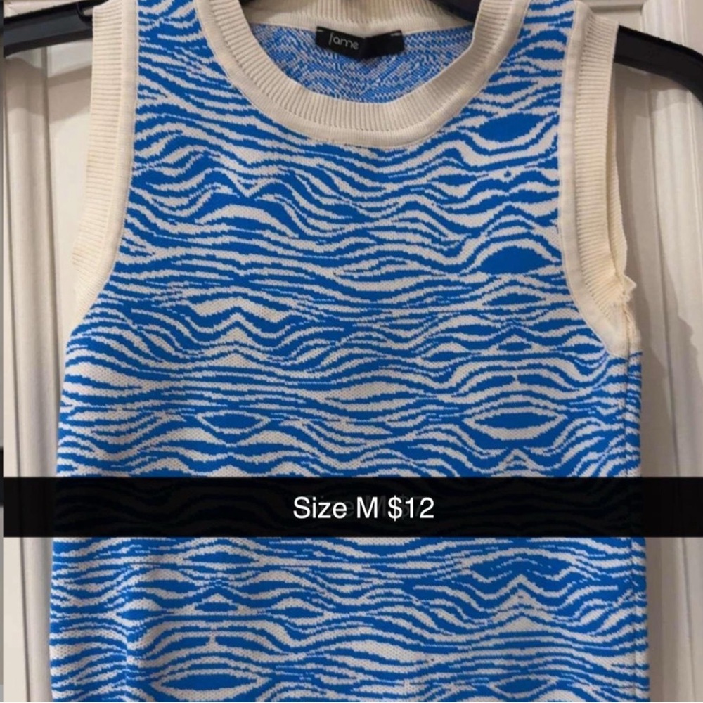 Blue and White Patterned Tank Top